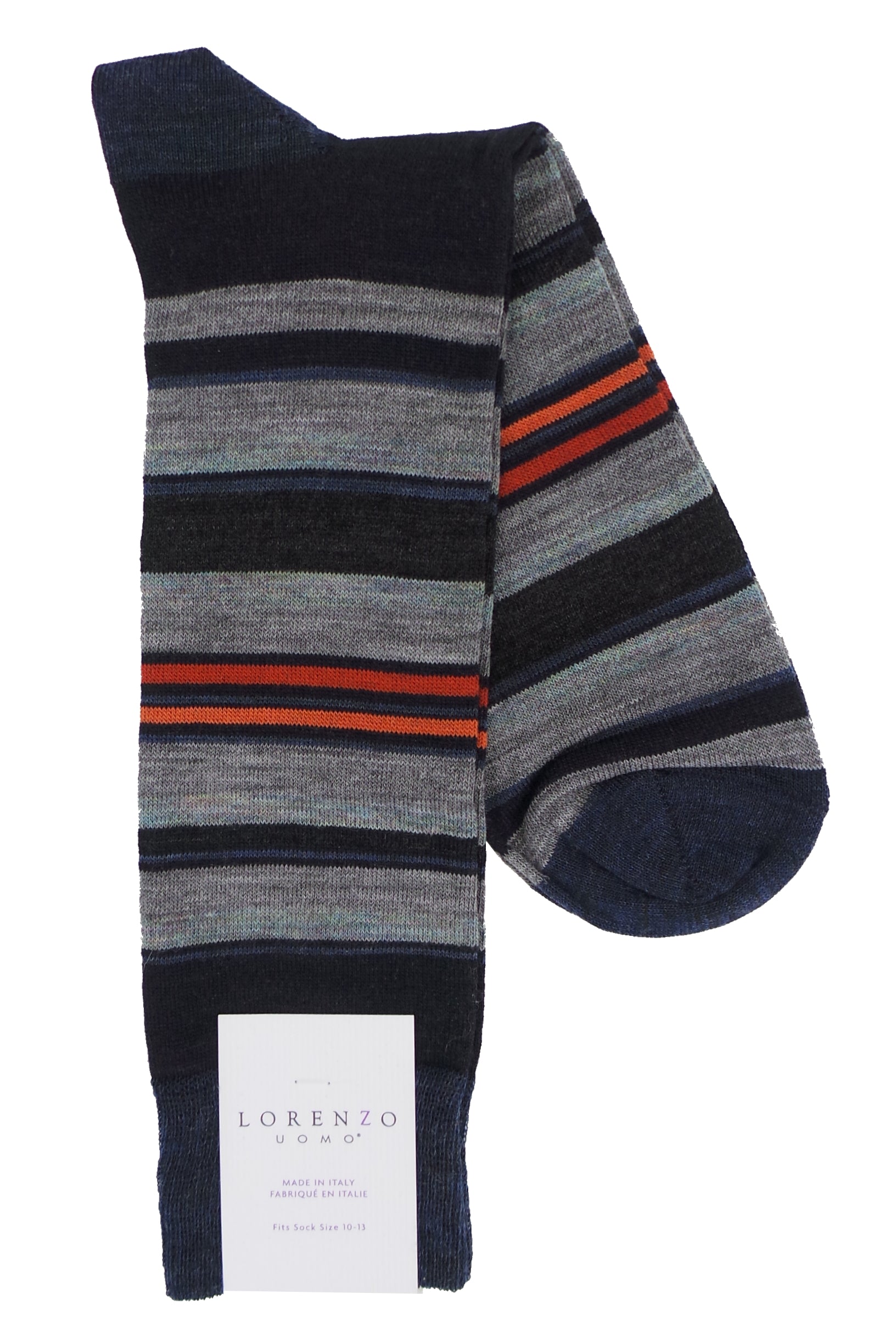 Lorenzo Uomo Multi Stripes Merino Wool Blend Socks