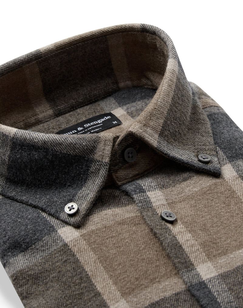 Bruun & Stengade Wilton Modern Fit Casual Brushed Flannel Shirt