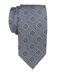 JZ Richards Checker Foulard Pattern Silk Tie