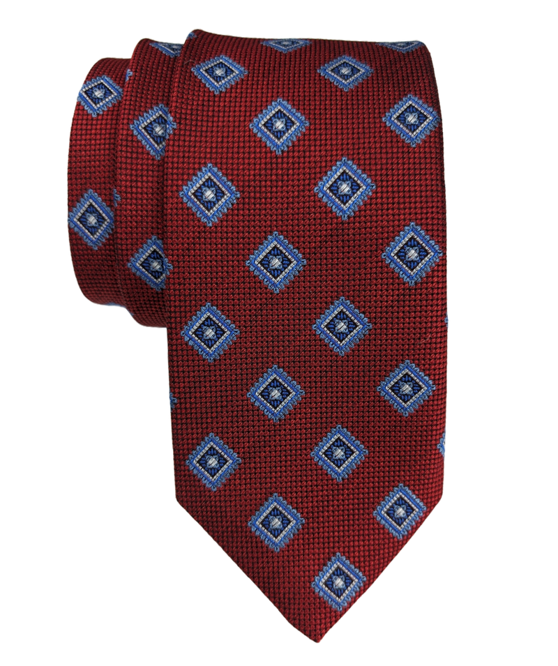 JZ Richards Birdseye Foulard Pattern Silk Tie