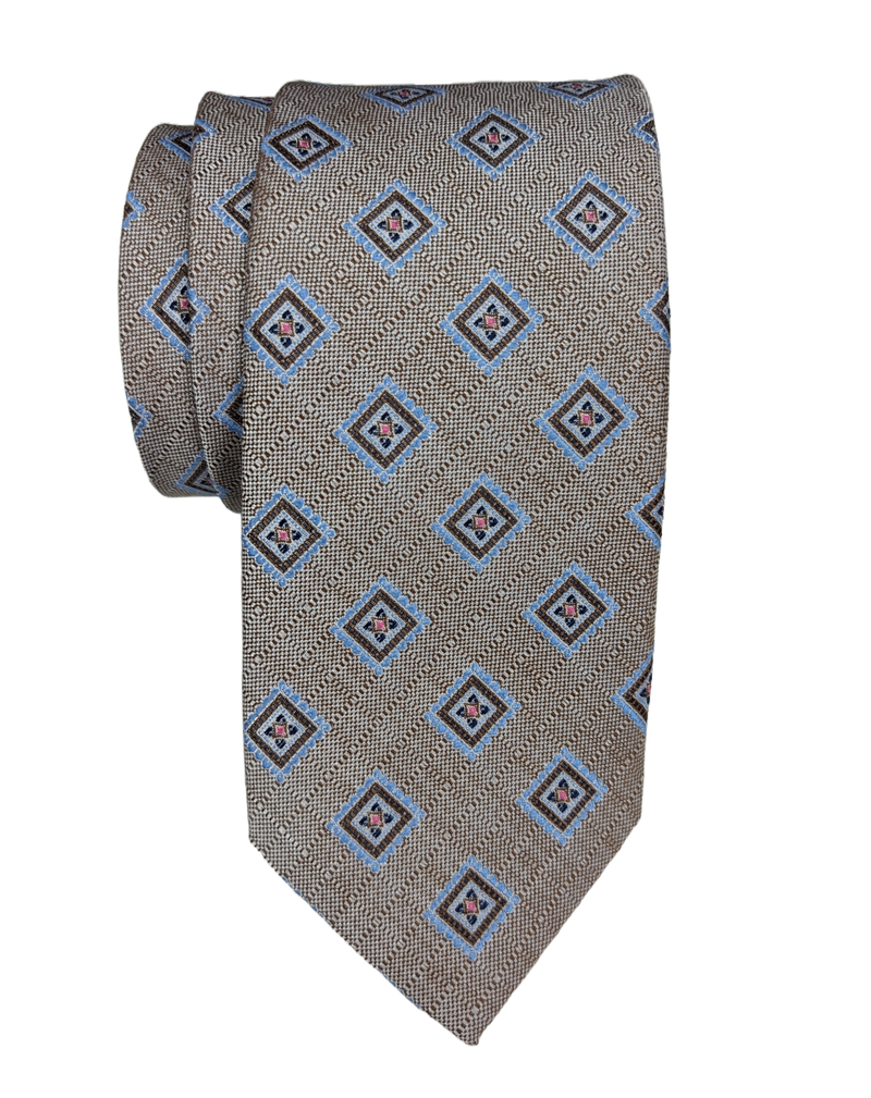 JZ Richards Checker Foulard Pattern Silk Tie