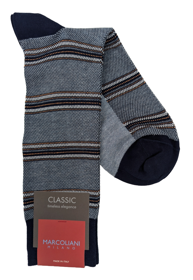 Marcoliani 4719 Pique Stripe Cotton Blend Socks