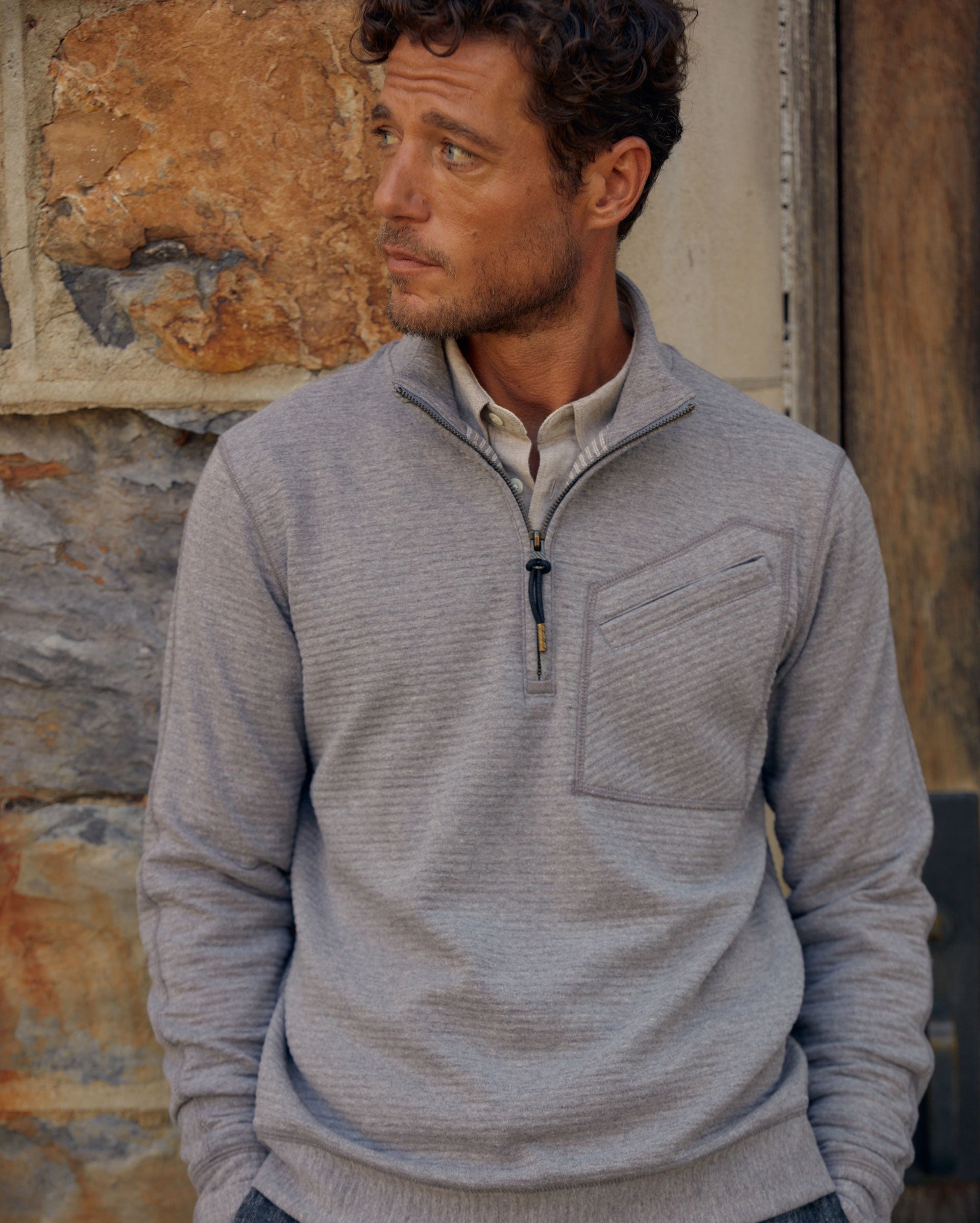 Quilted quarter zip hot sale