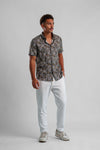 Stone Rose Floral Print Pattern SS Woven Shirt