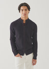 Patrick Assaraf Merino Full Zip Mock Neck Sweater