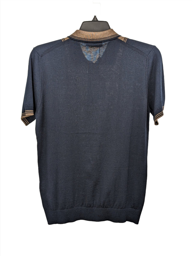 Luciano Visconti Wide Front Panel Knit Polo