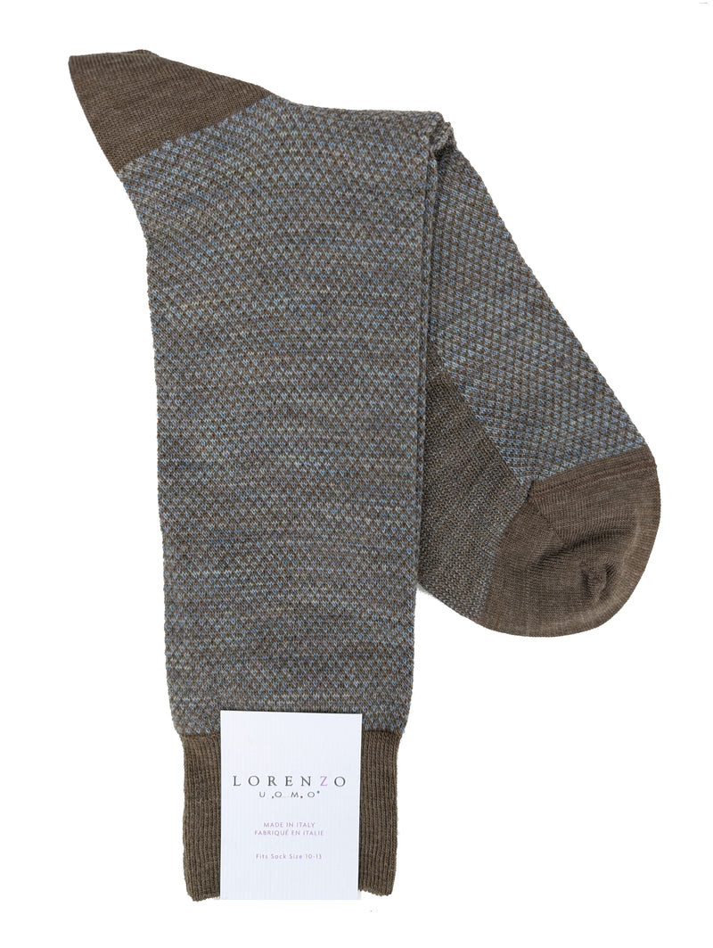 Lorenzo Uomo Diamond Weave Merino Wool Blend Socks