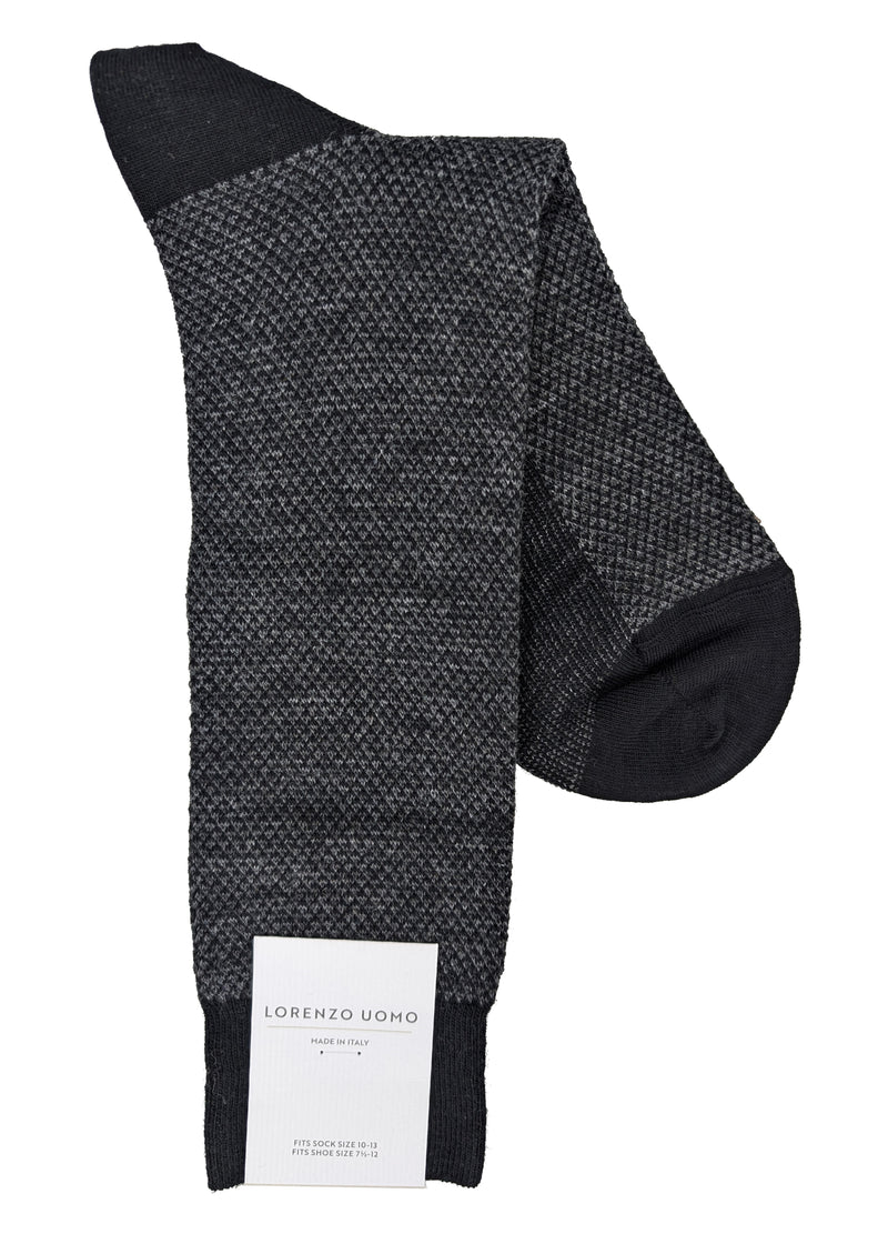 Lorenzo Uomo Diamond Weave Merino Wool Blend Socks