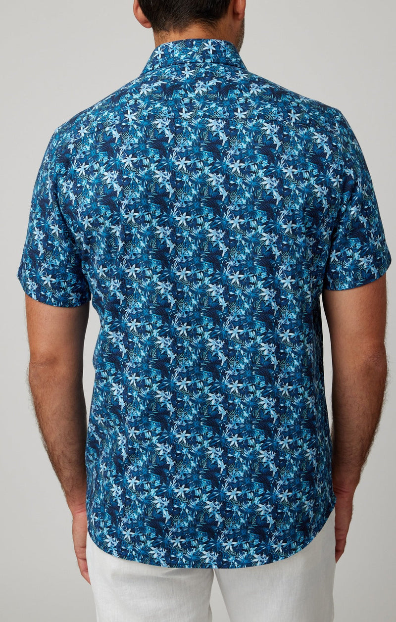 Stone Rose Floral Print Soft Cotton Tencel SS Shirt