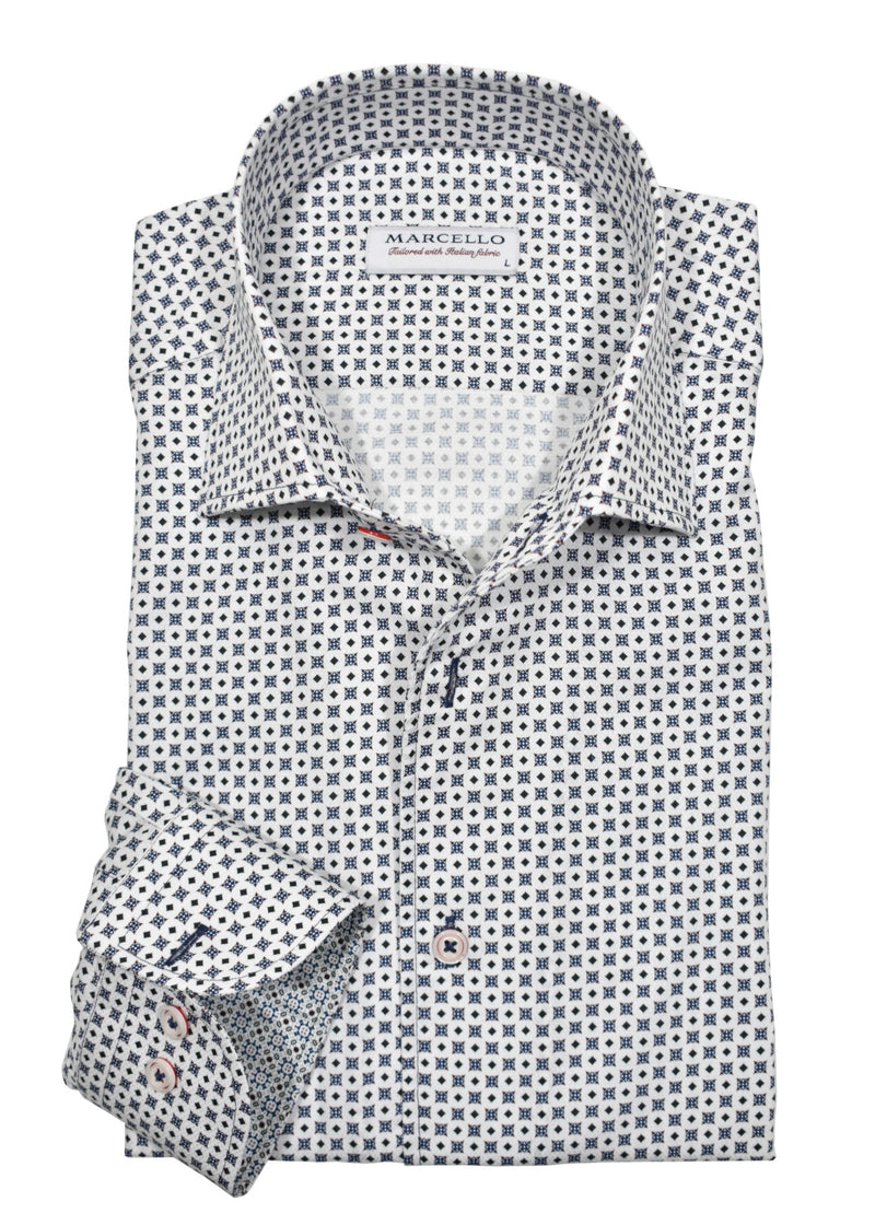 Marcello Sport Classic Fit Roll Collar Shirt